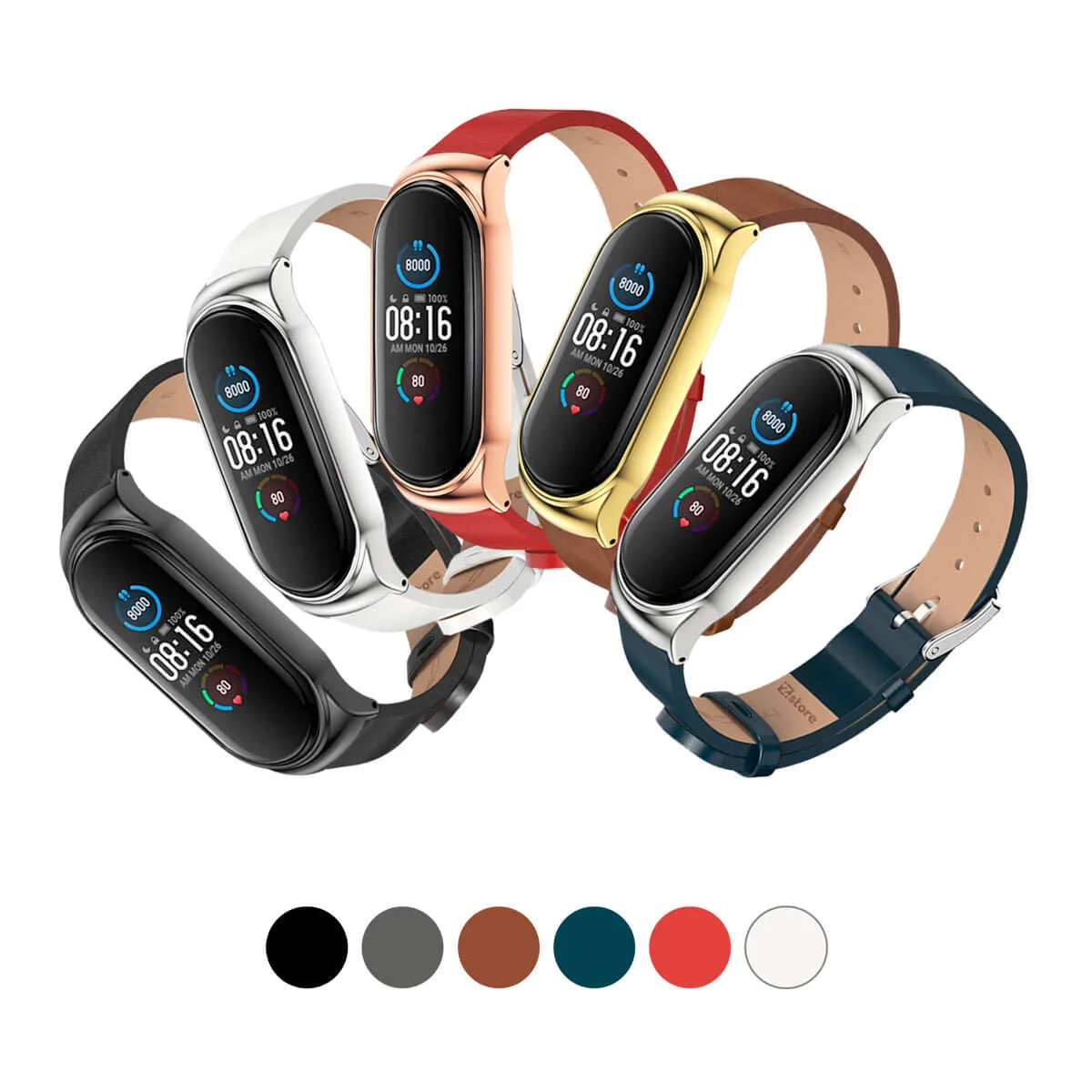 Correa de Cuero Para Xiaomi Mi Band 3 y 4 con Marco Metal Diseño
